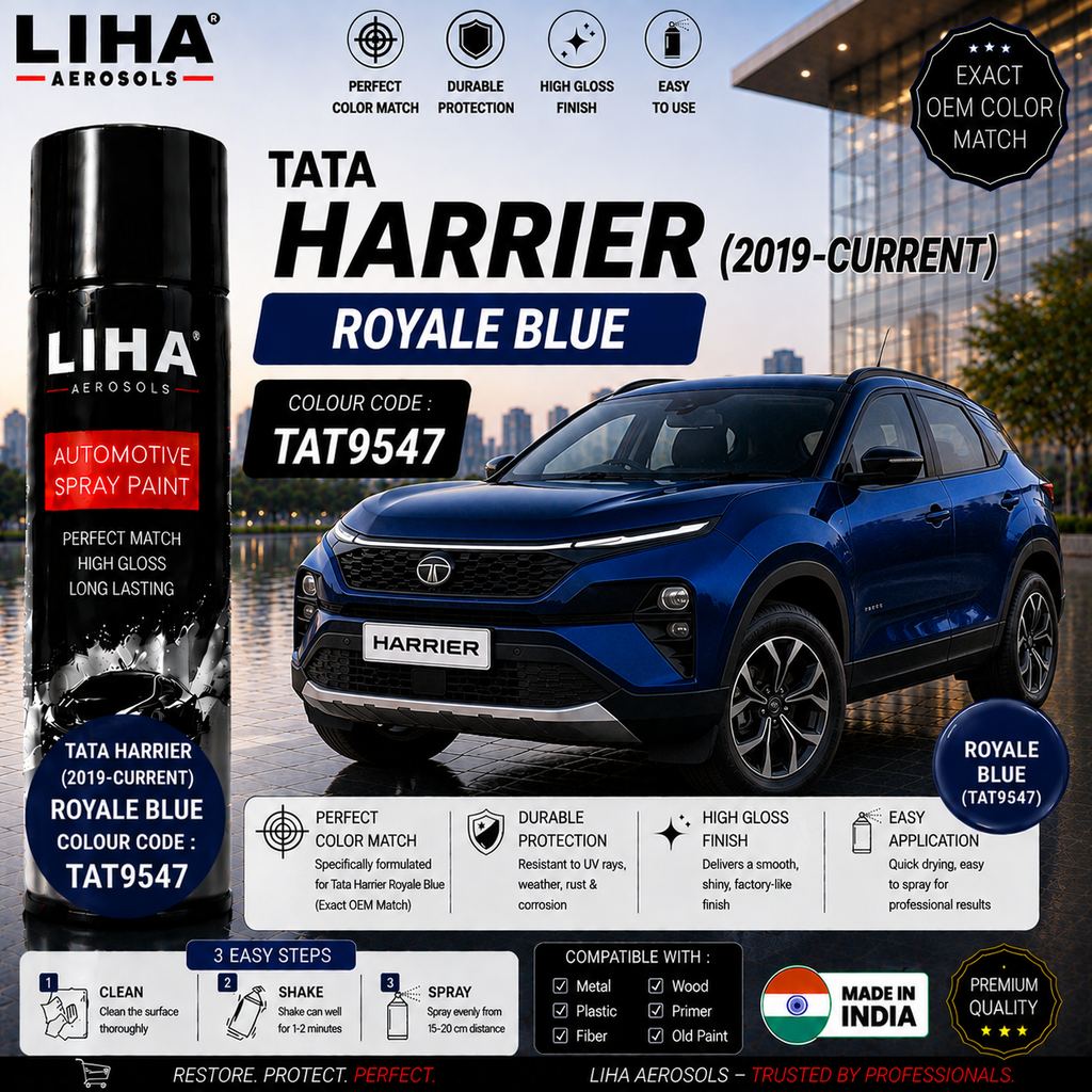 Tata Harrier Royale Blue Touch Up Spray Paint – OEM Color Match | LIHA Aerosols 500ml