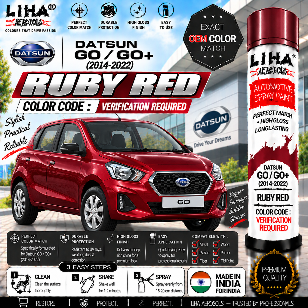 Datsun GO / GO+ Ruby Red Touch Up Spray Paint – OEM Color Match | LIHA Aerosols 500ml