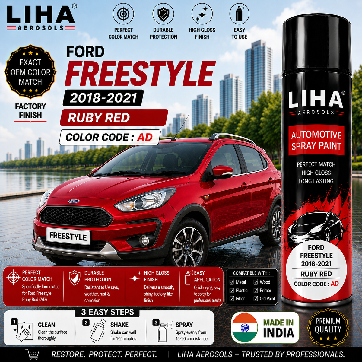 Ford Freestyle Ruby Red Touch Up Spray Paint – OEM Color Match | LIHA Aerosols 500ml
