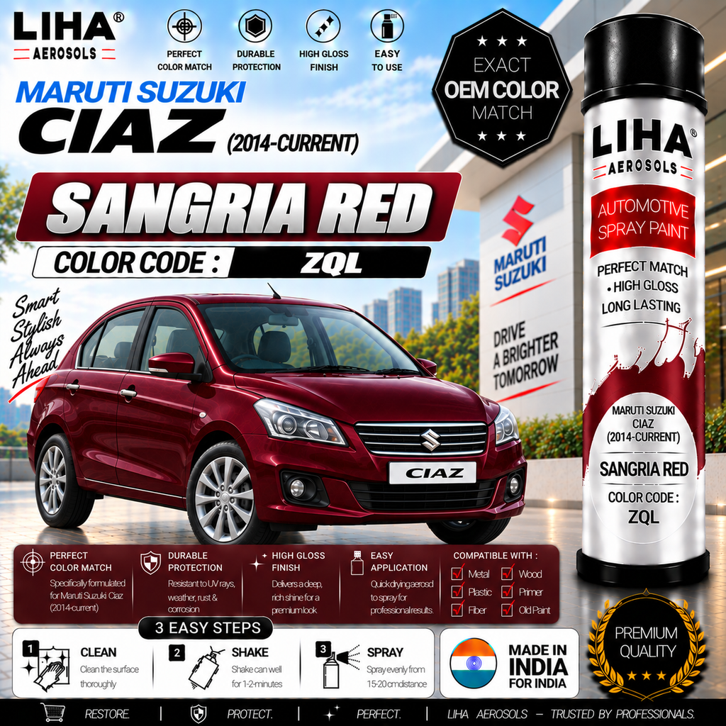 Maruti Suzuki Ciaz Sangria Red Touch Up Spray Paint – OEM Color Match | LIHA Aerosols 500ml