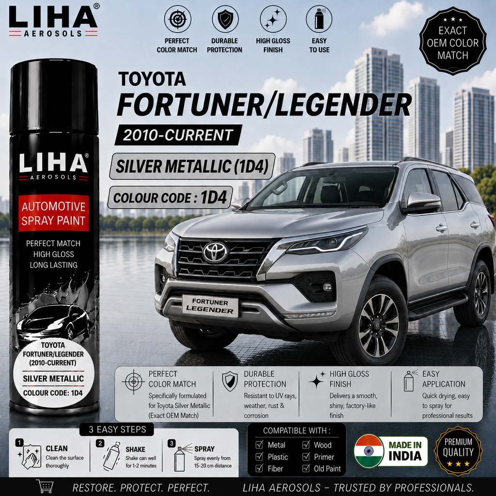 Toyota Fortuner / Legender Silver Metallic Touch Up Spray Paint – OEM Color Match | LIHA Aerosols 500ml