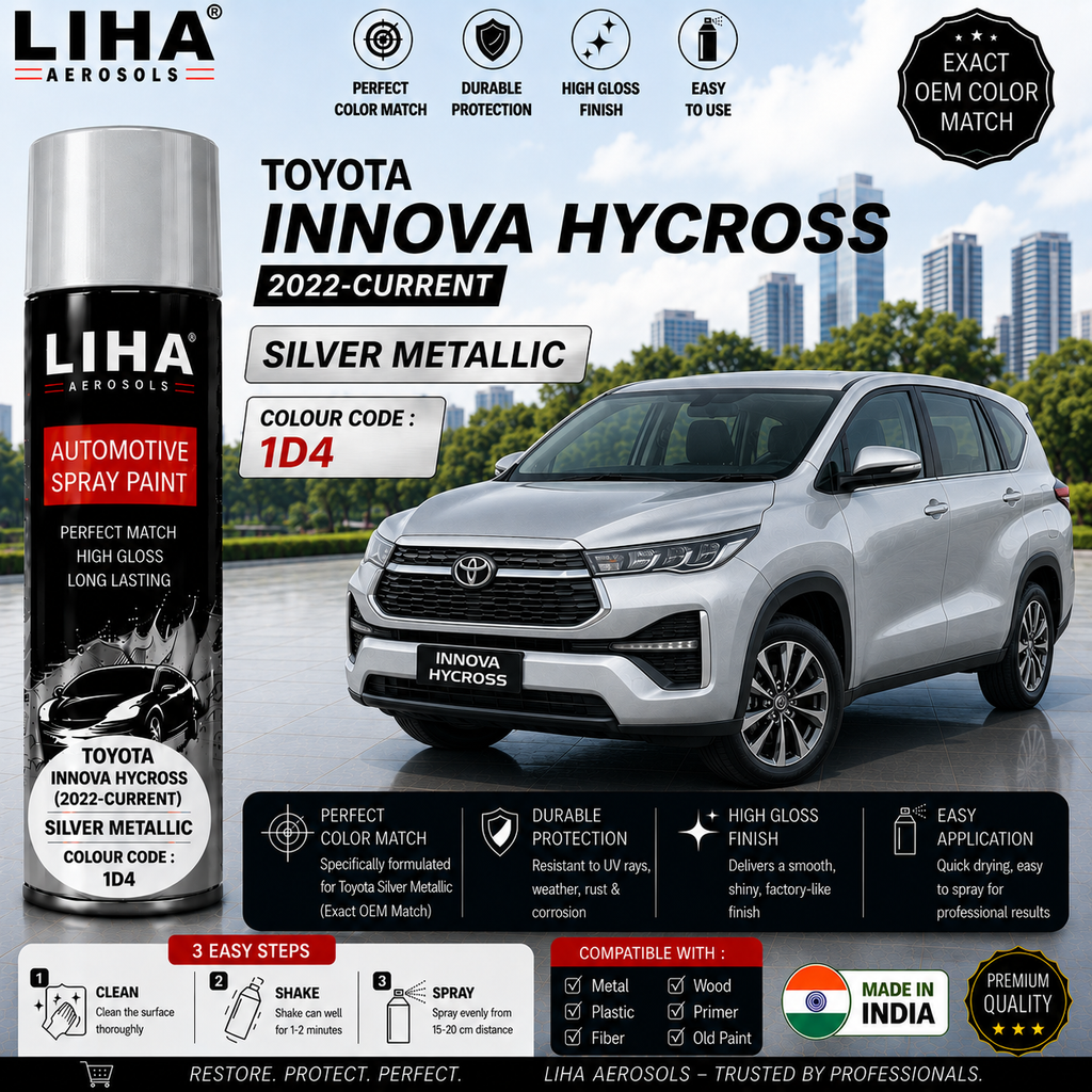 Toyota Innova Hycross Silver Metallic Touch Up Spray Paint – OEM Color Match | LIHA Aerosols 500ml