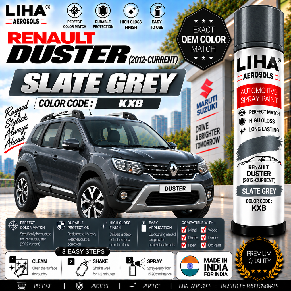 Renault Duster Slate Grey Touch Up Spray Paint – OEM Color Match | LIHA Aerosols 500ml