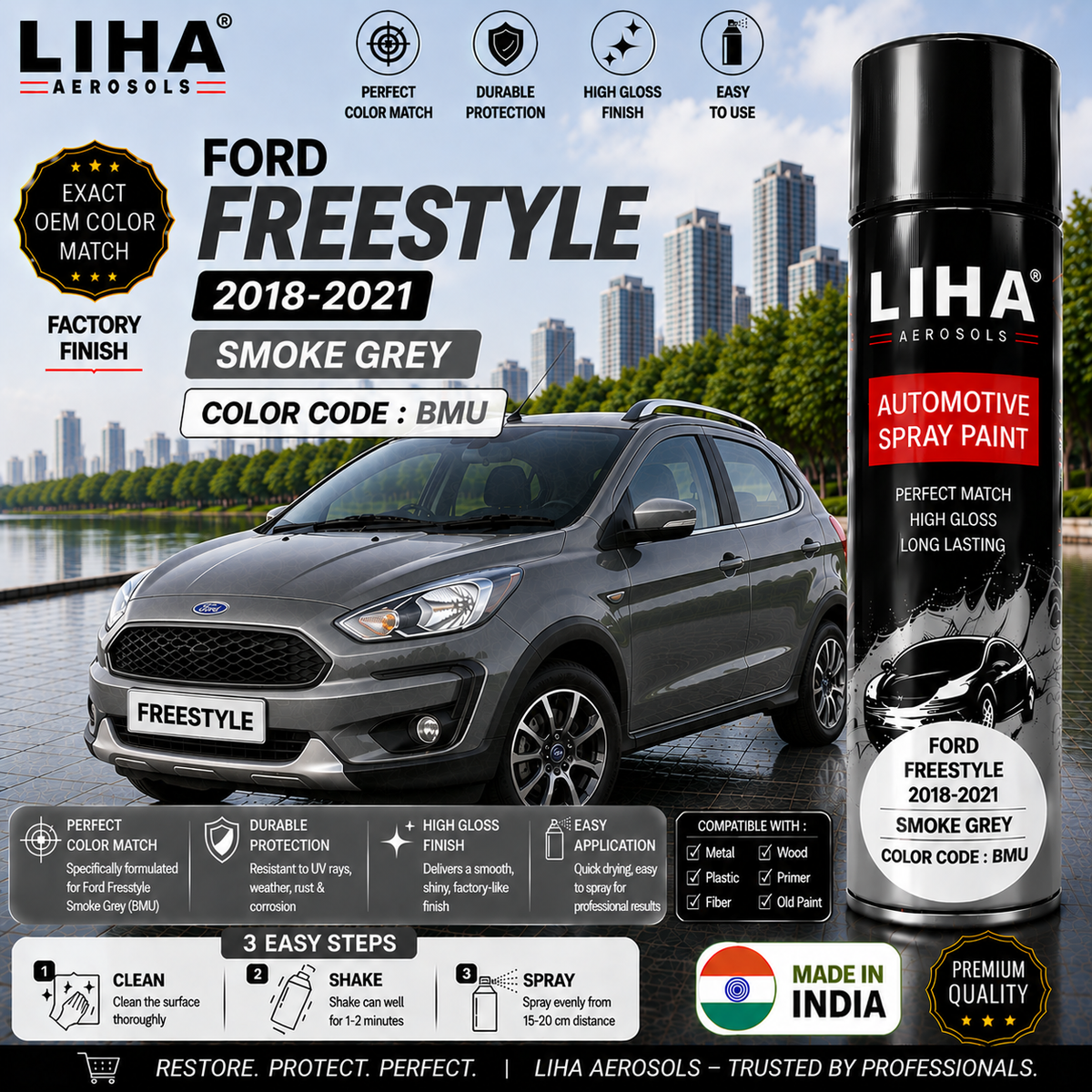 Ford Freestyle Smoke Grey Touch Up Spray Paint – OEM Color Match | LIHA Aerosols 500ml