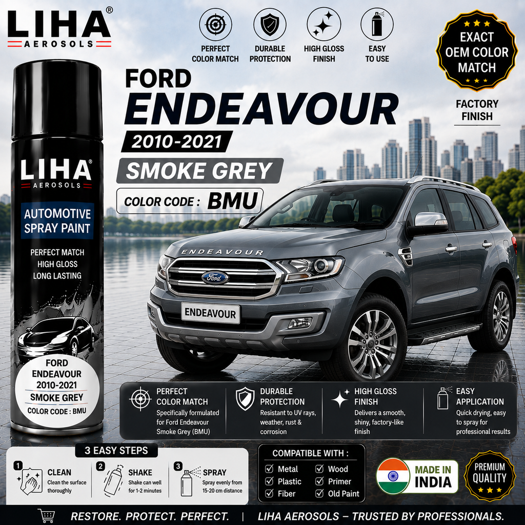 Ford Endeavour Smoke Grey Touch Up Spray Paint – OEM Color Match BMU | LIHA Aerosols 500ml