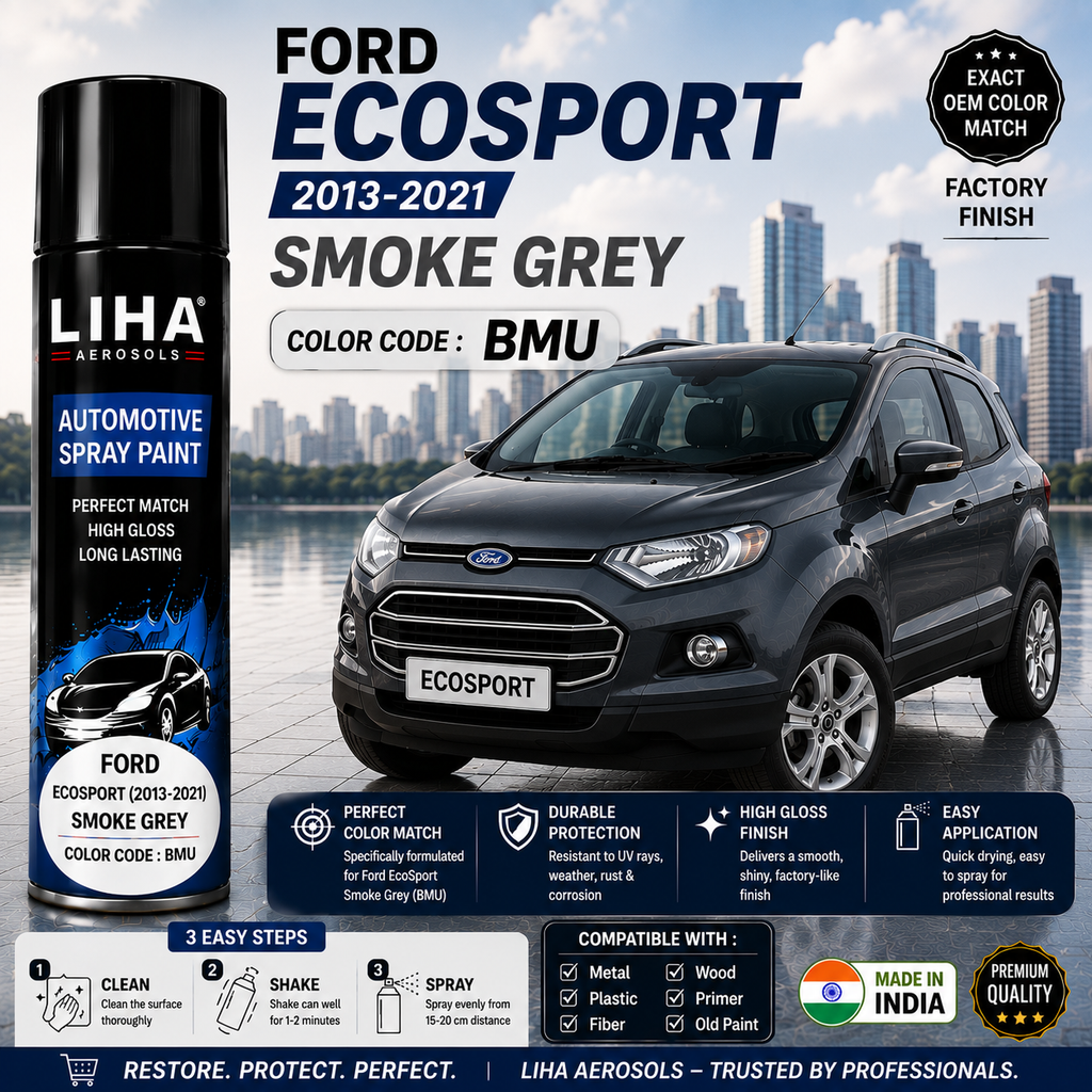 Ford EcoSport Smoke Grey Touch Up Spray Paint – OEM Color Match BMU | LIHA Aerosols 500ml