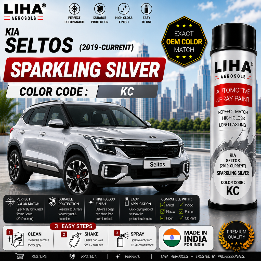Kia Seltos Sparkling Silver Touch Up Spray Paint – OEM Color Match | LIHA Aerosols 500ml