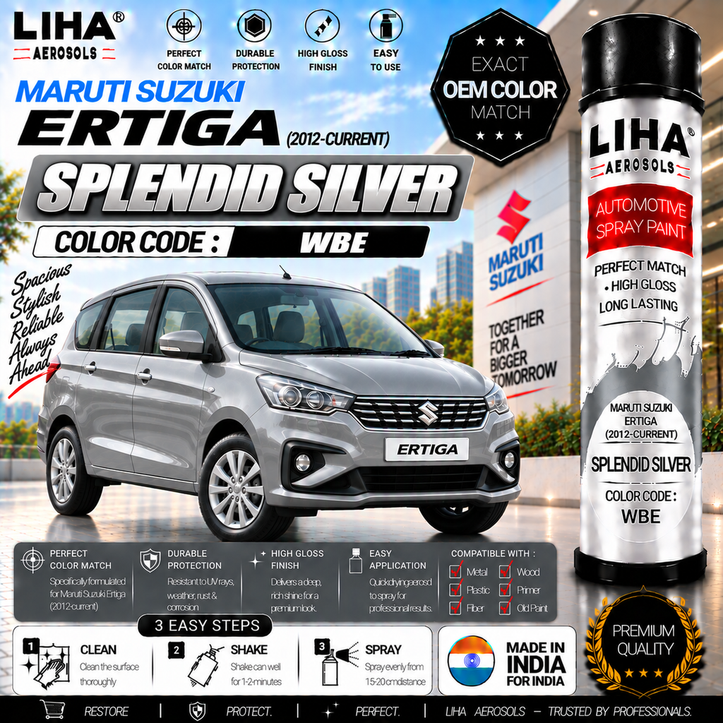 Maruti Suzuki Ertiga Splendid Silver Touch Up Spray Paint – OEM Color Match | LIHA Aerosols 500ml