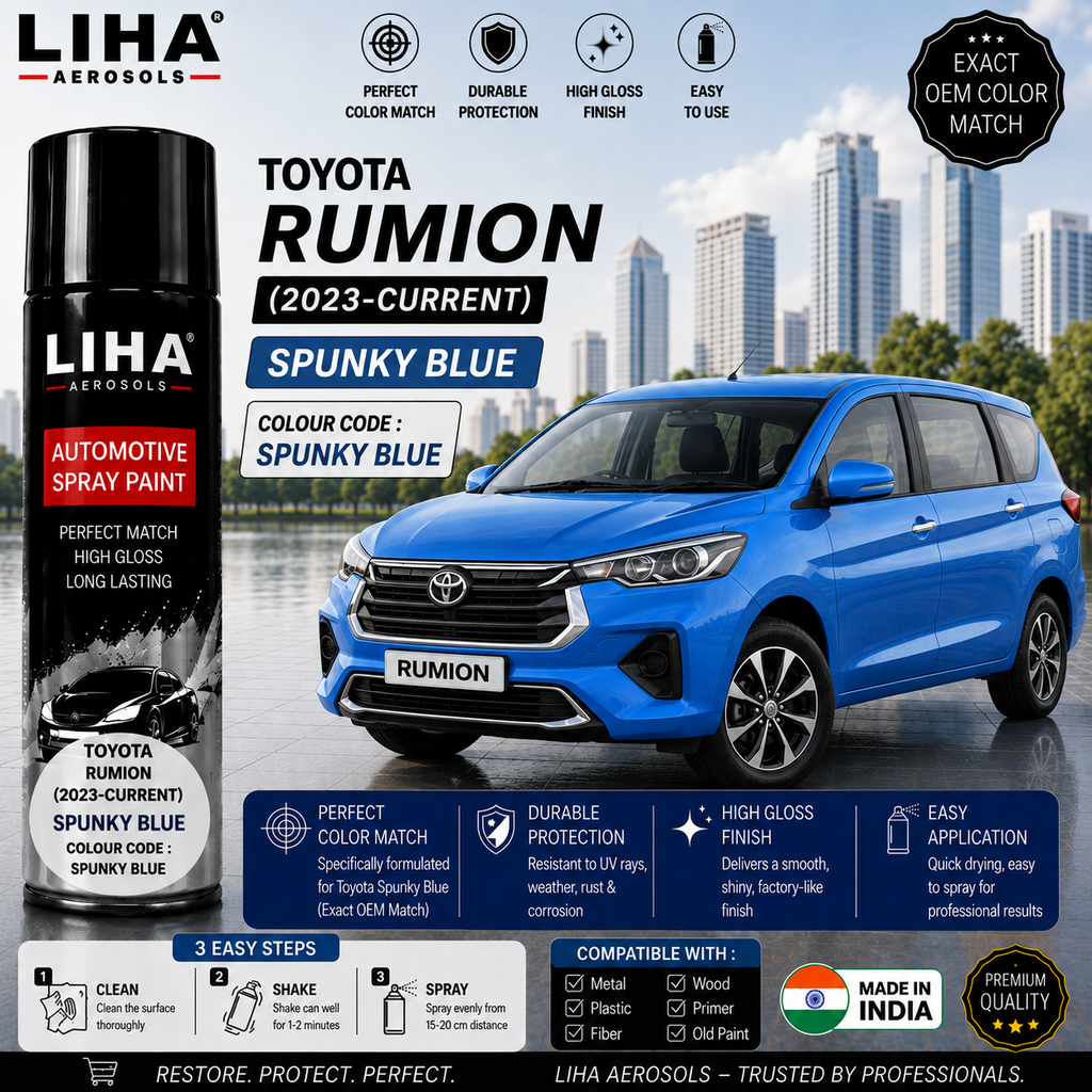 Toyota Rumion Spunky Blue Touch Up Spray Paint – OEM Color Match | LIHA Aerosols 500ml