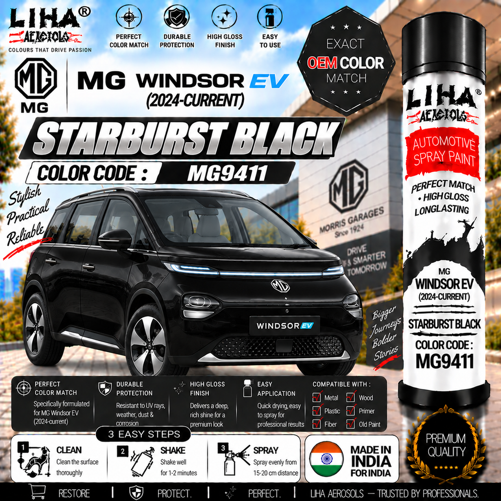 MG Windsor EV Starburst Black Touch Up Spray Paint – OEM Color Match | LIHA Aerosols 500ml