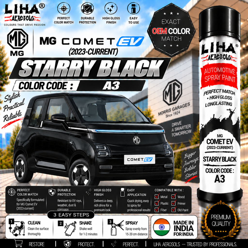 MG Comet EV Starry Black Touch Up Spray Paint – OEM Color Match | LIHA Aerosols 500ml