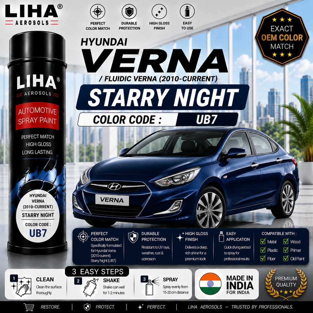 Hyundai Verna / Fluidic Verna Starry Night Touch Up Spray Paint – OEM Color Match | LIHA Aerosols 500ml