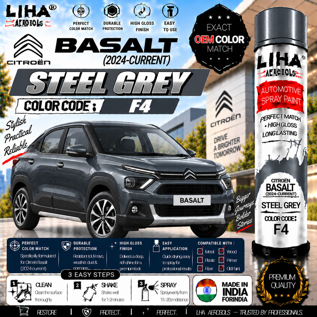 Citroen Basalt Steel Grey Touch Up Spray Paint – OEM Color Match | LIHA Aerosols 500ml