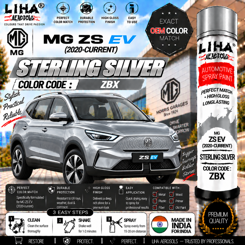 MG ZS EV Sterling Silver Touch Up Spray Paint – OEM Color Match | LIHA Aerosols 500ml
