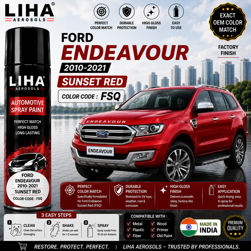 Ford Endeavour Sunset Red Touch Up Spray Paint – OEM Color Match FSQ | LIHA Aerosols 500ml
