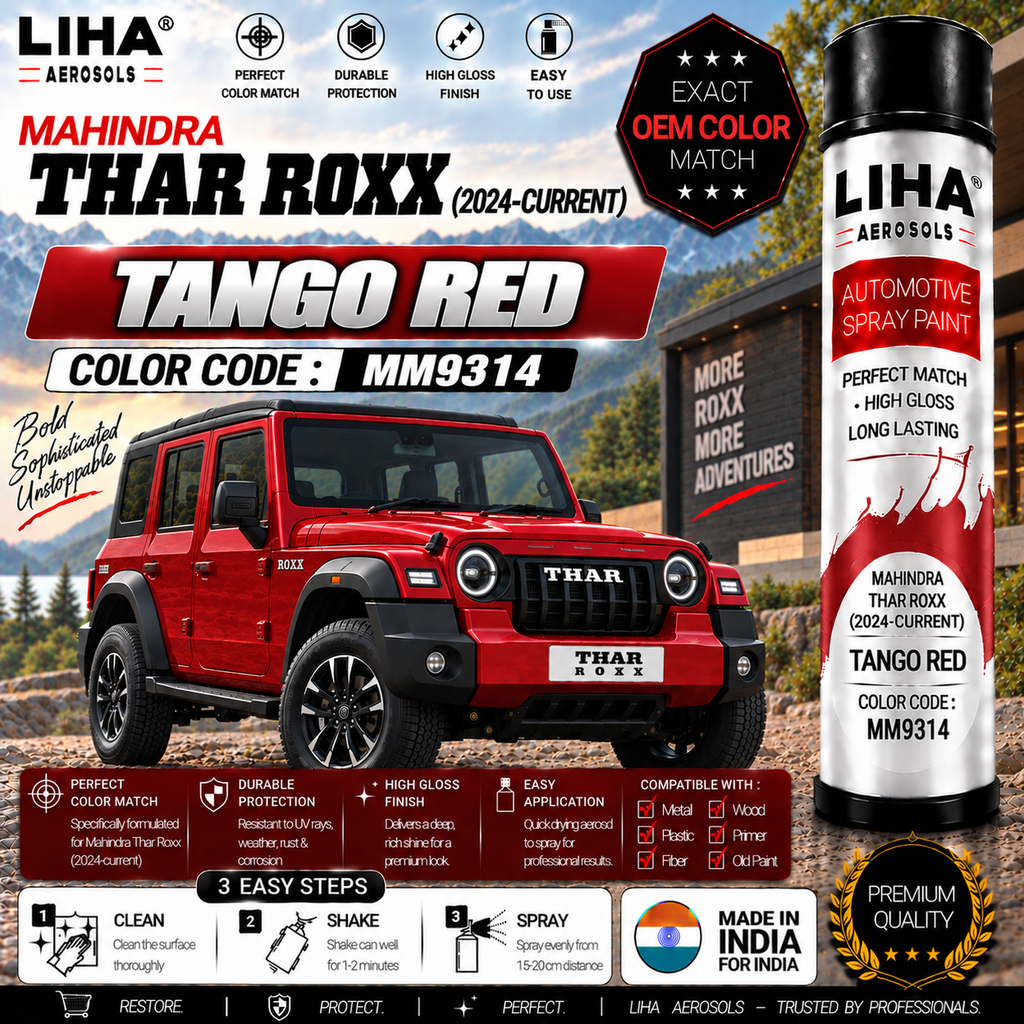 Mahindra Thar Roxx Tango Red Touch Up Spray Paint – OEM Color Match | LIHA Aerosols 500ml