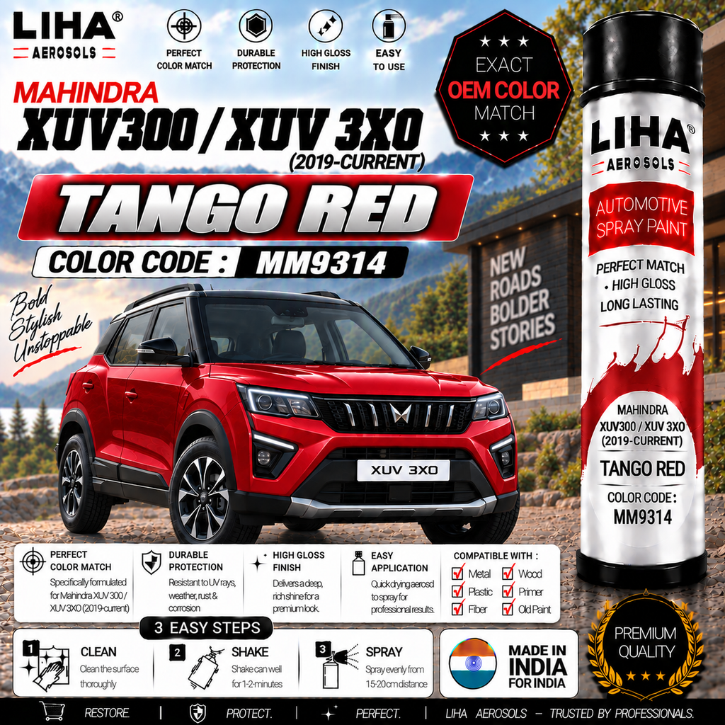 Mahindra XUV300 / XUV 3XO Tango Red Touch Up Spray Paint – OEM Color Match | LIHA Aerosols 500ml
