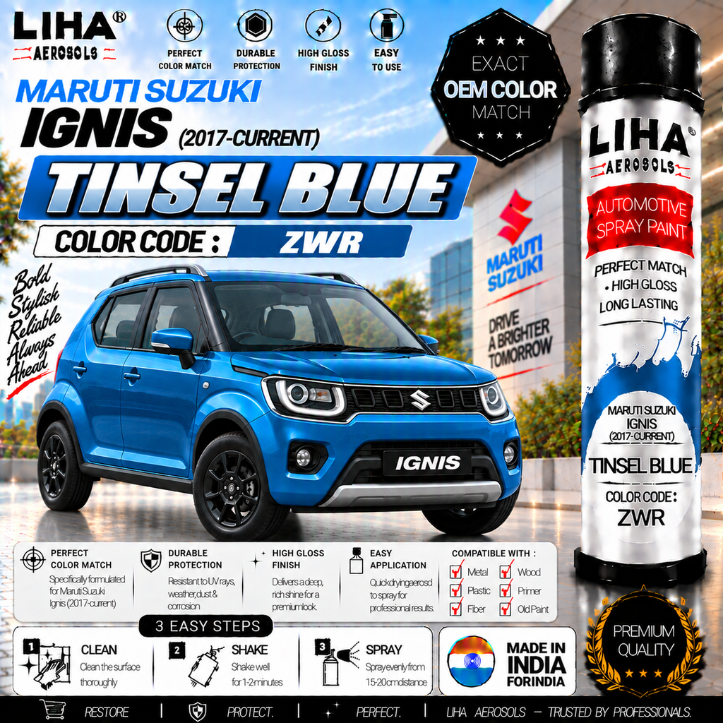 Maruti Suzuki Ignis Tinsel Blue Touch Up Spray Paint – OEM Color Match | LIHA Aerosols 500ml