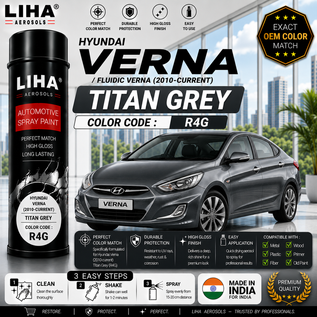 Hyundai Verna / Fluidic Verna Titan Grey Touch Up Spray Paint – OEM Color Match | LIHA Aerosols 500ml