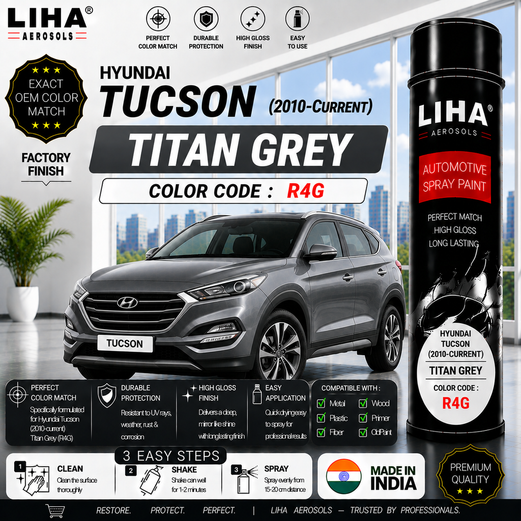 Hyundai Tucson Titan Grey Touch Up Spray Paint – OEM Color Match | LIHA Aerosols 500ml