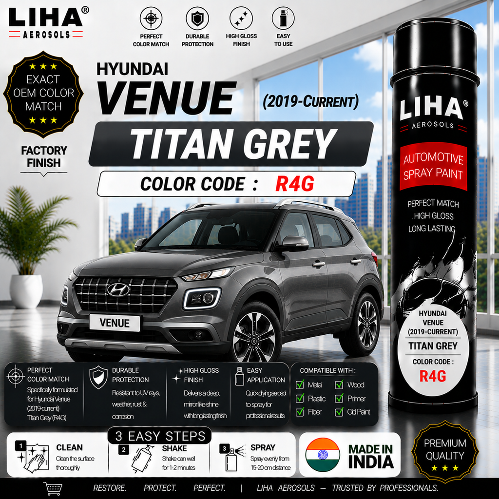 Hyundai Venue Titan Grey Touch Up Spray Paint – OEM Color Match | LIHA Aerosols 500ml
