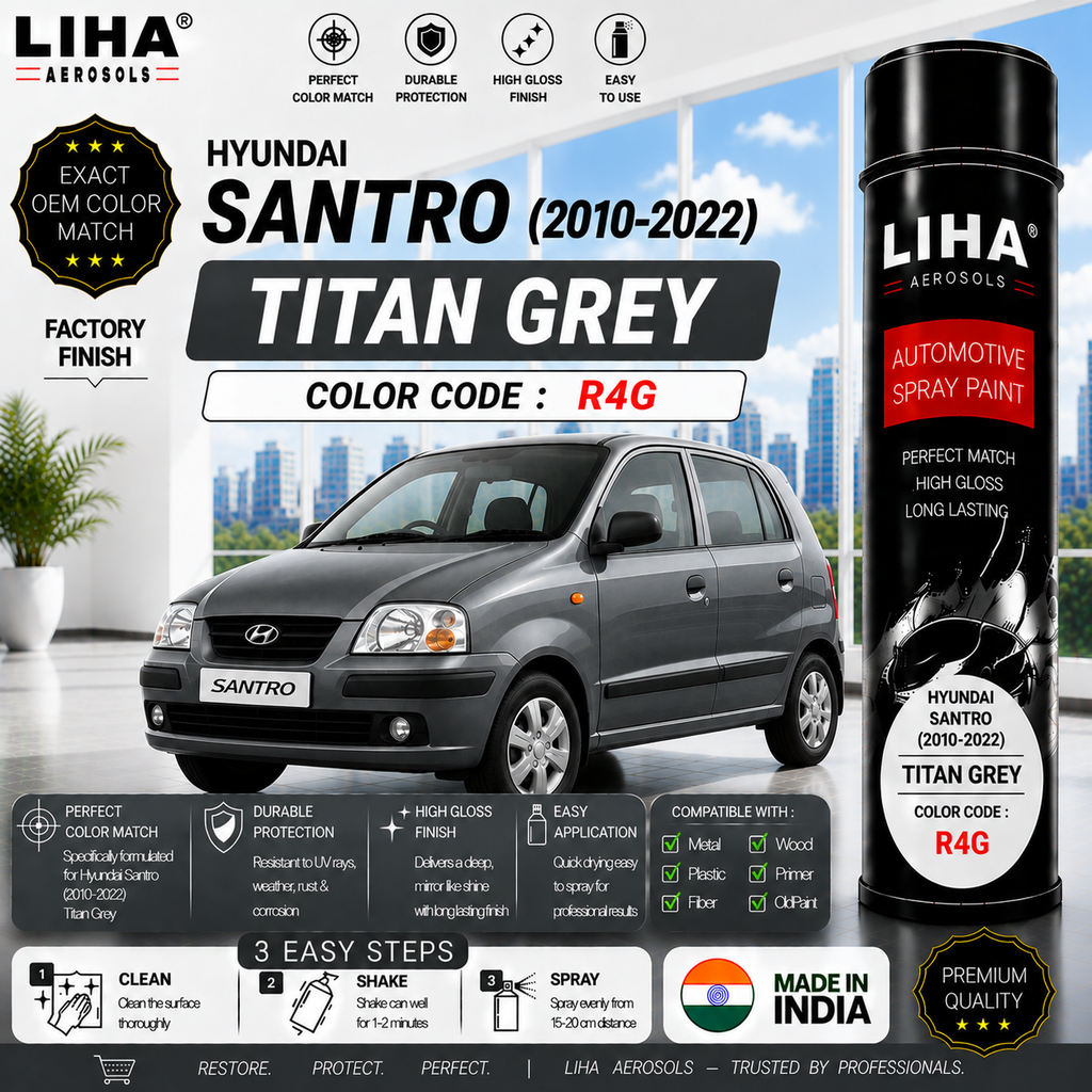 Hyundai Santro Titan Grey Touch Up Spray Paint – OEM Color Match | LIHA Aerosols 500ml