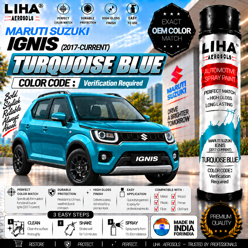 Maruti Suzuki Ignis Turquoise Blue Touch Up Spray Paint – OEM Color Match | LIHA Aerosols 500ml