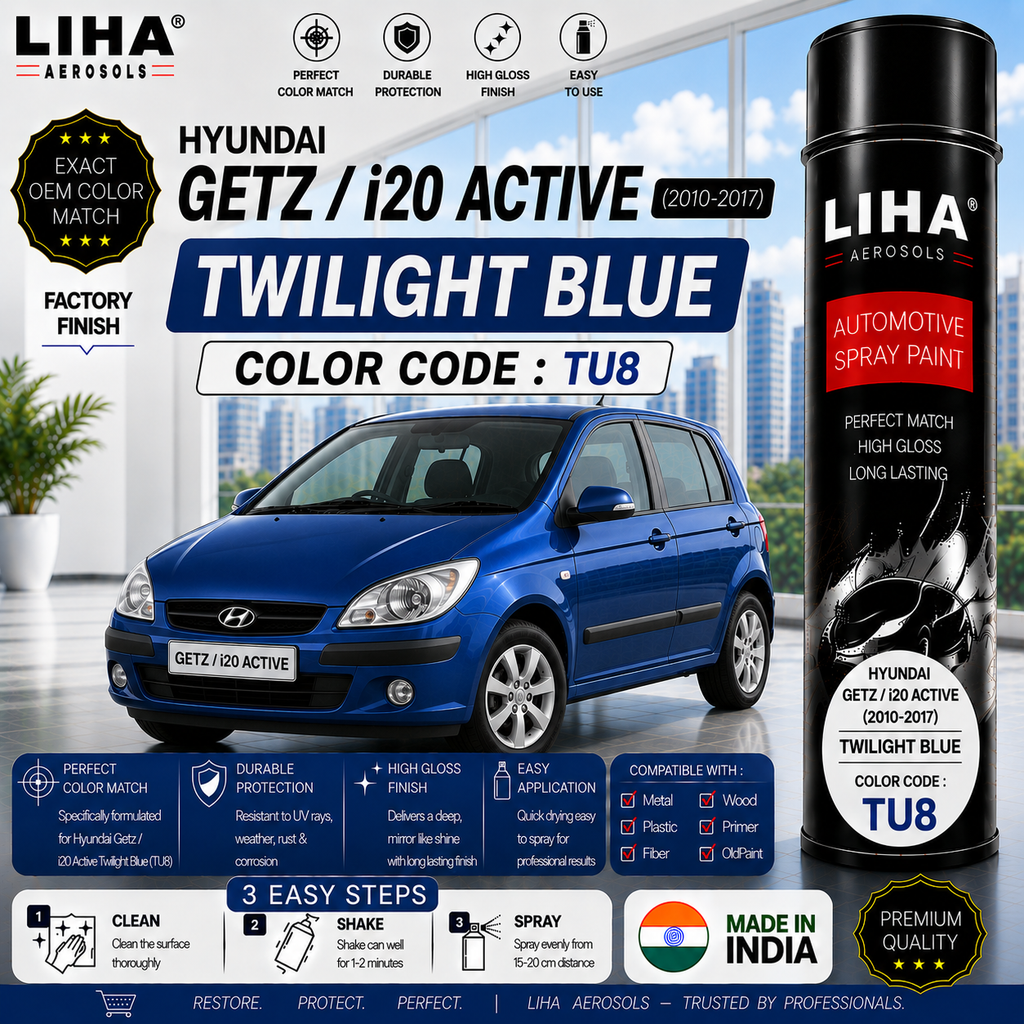 Hyundai Getz / i20 Active Twilight Blue Touch Up Spray Paint – OEM Color Match | LIHA Aerosols 500ml