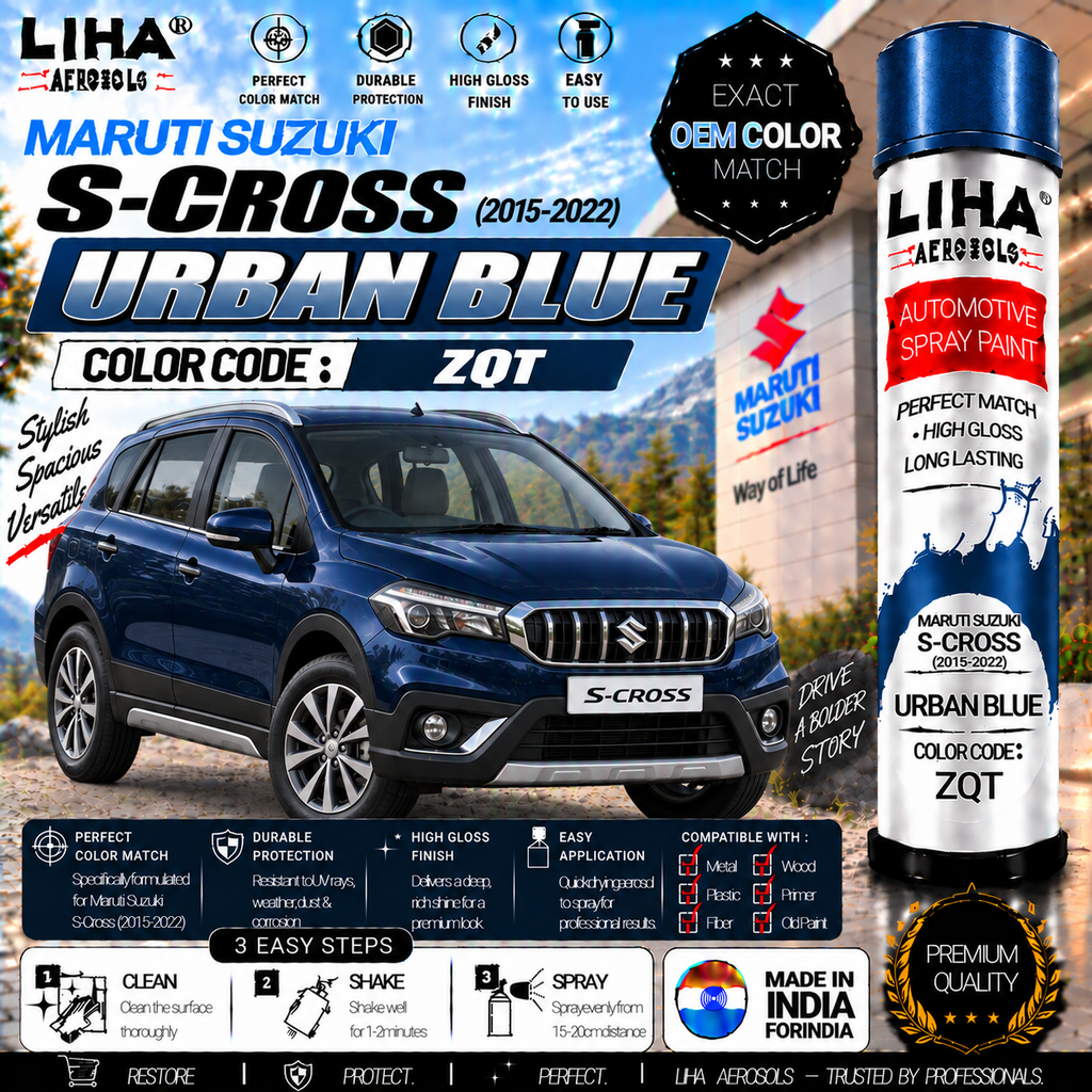 Maruti Suzuki S-Cross Urban Blue Touch Up Spray Paint – OEM Color Match | LIHA Aerosols 500ml