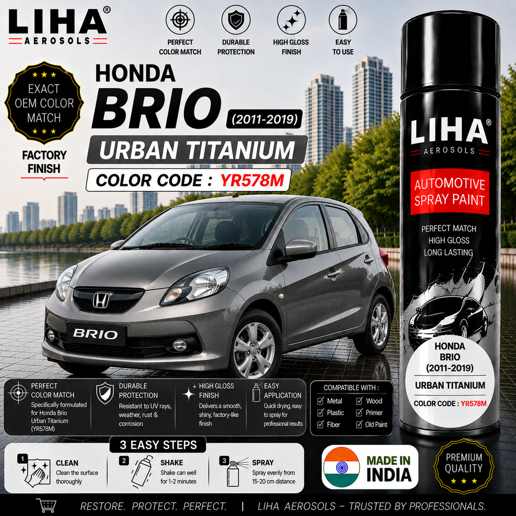Honda Brio Urban Titanium Touch Up Spray Paint – OEM Color Match | LIHA Aerosols 500ml