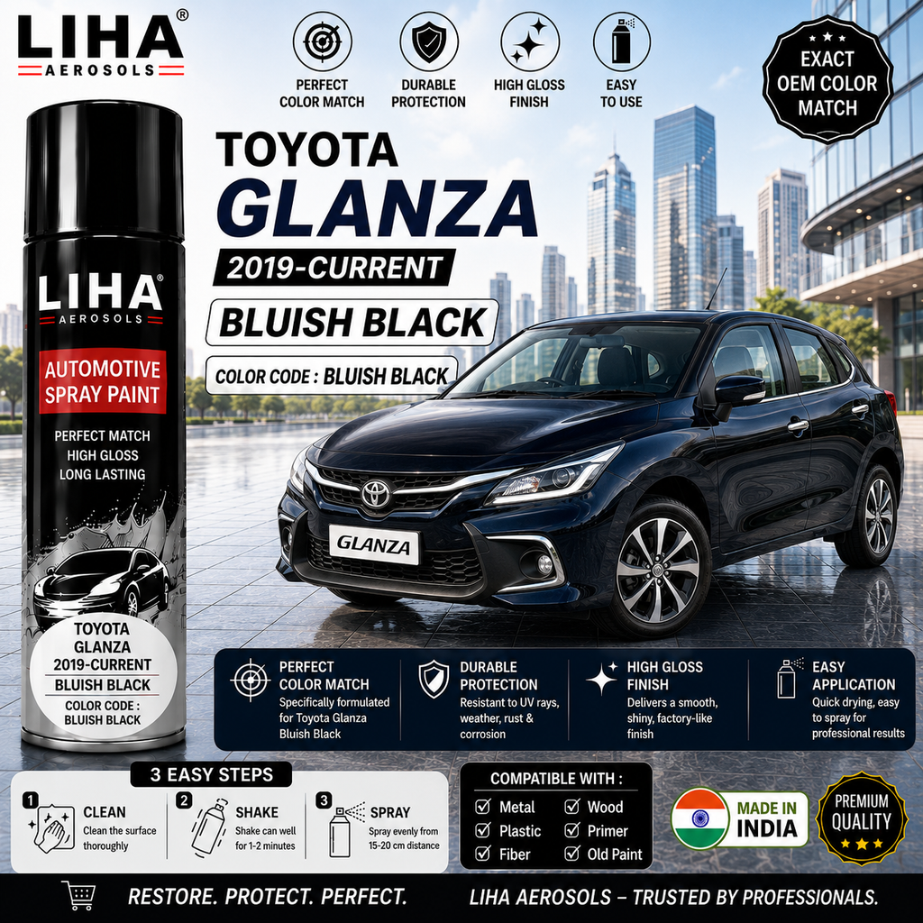 Toyota Glanza Bluish Black Touch Up Spray Paint – OEM Color Match | LIHA Aerosols 500ml
