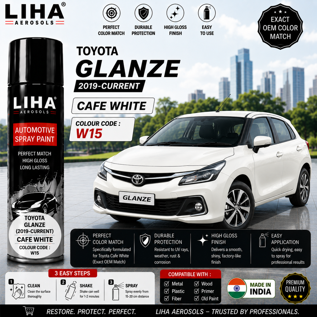Toyota Glanza Cafe White Touch Up Spray Paint – OEM Color Match | LIHA Aerosols 500ml