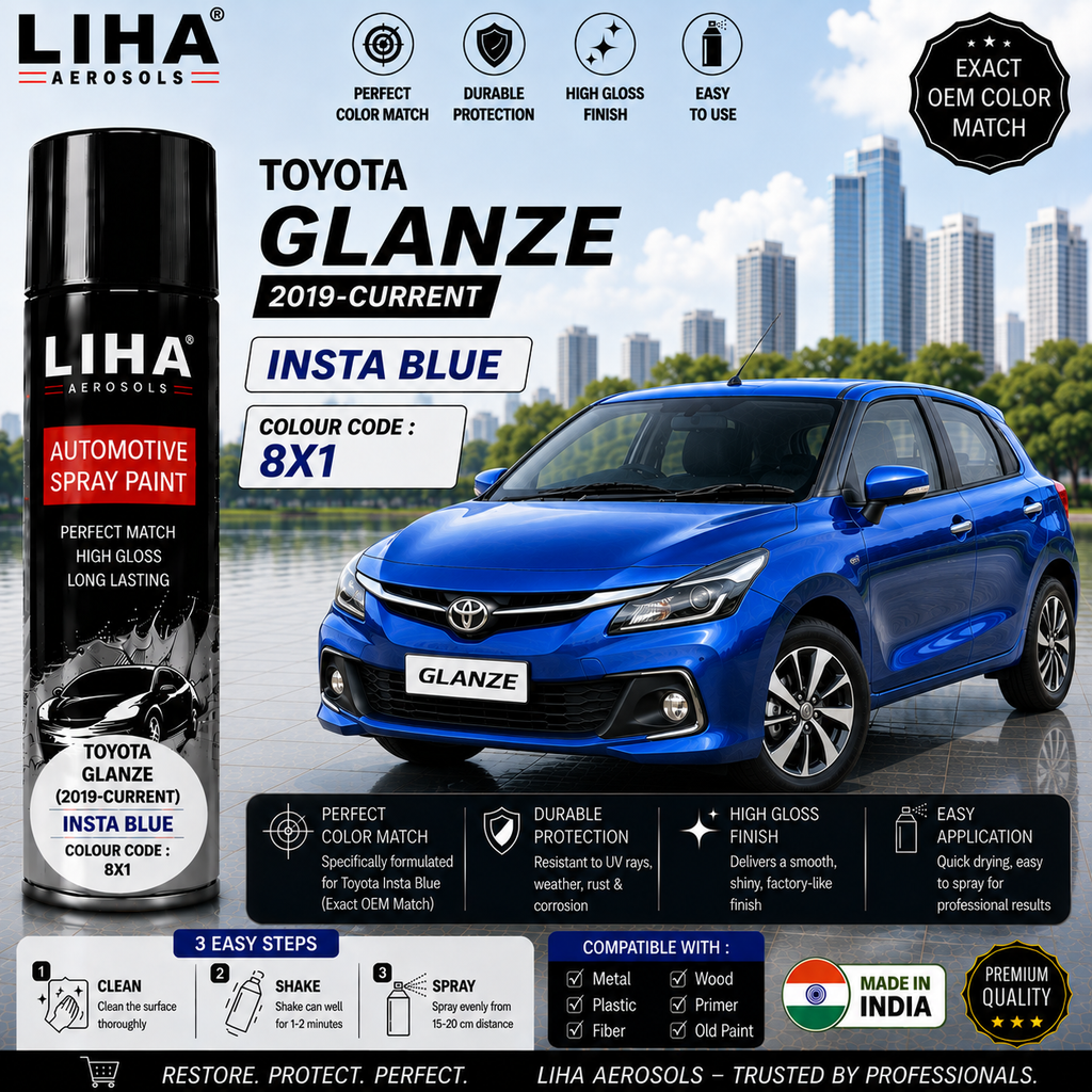 Toyota Glanza Insta Blue Touch Up Spray Paint – OEM Color Match | LIHA Aerosols 500ml