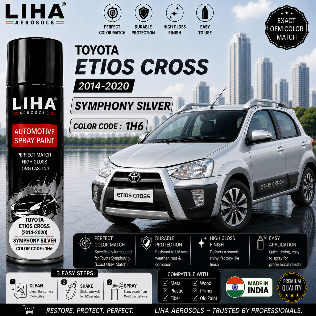 Toyota Etios Cross Symphony Silver Touch Up Spray Paint – OEM Color Match | LIHA Aerosols 500ml